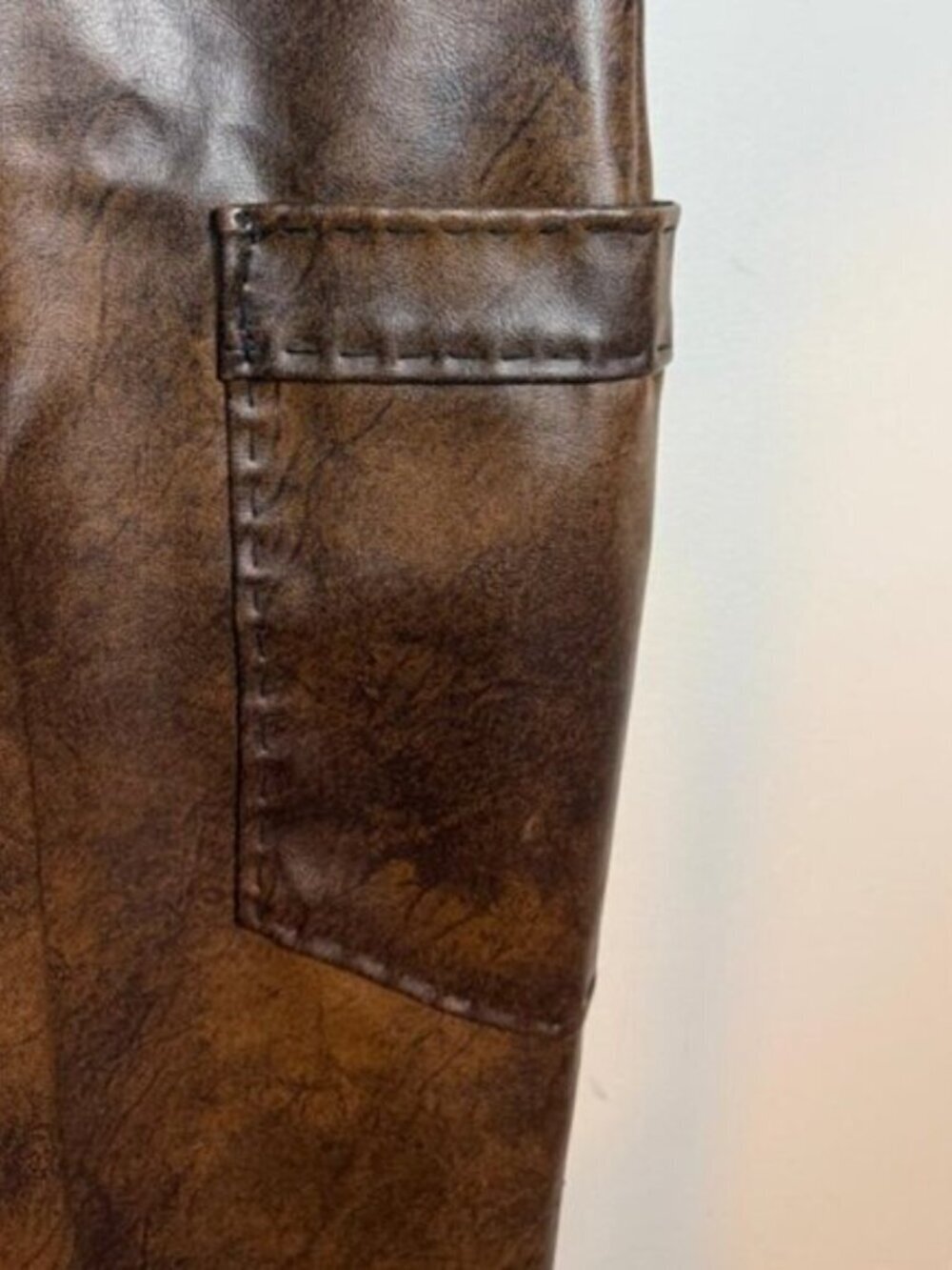 Vintage Brown Faux Leather Sleeveless Dress – Approx. Size M (17” PTP) - Picture 7 of 9